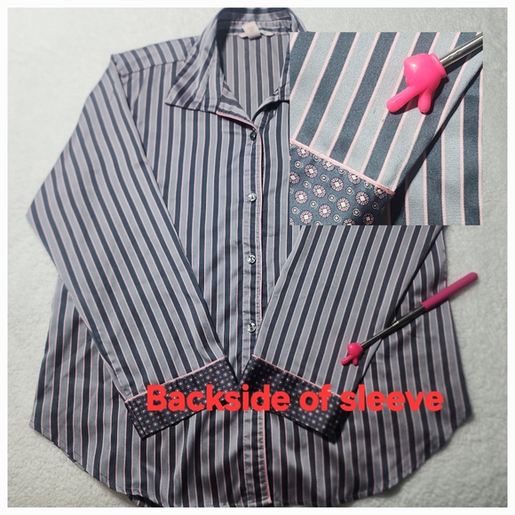 Victoria's Secret Vintage Striped 2 Piece Gray and Pink Pajama Set Size Large - Picture 11 of 15